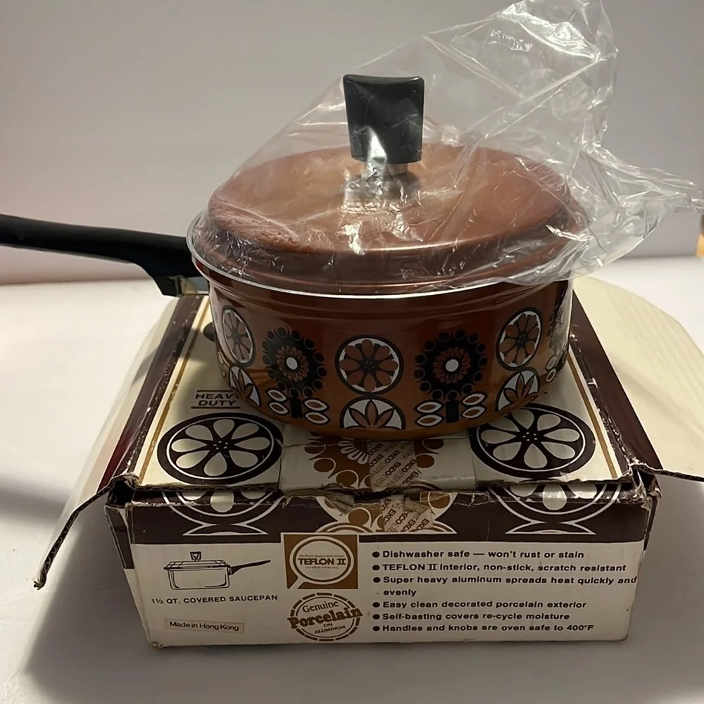 Ekco Eterna Country Garden Teflon Covered Sauce Pan NOS in box